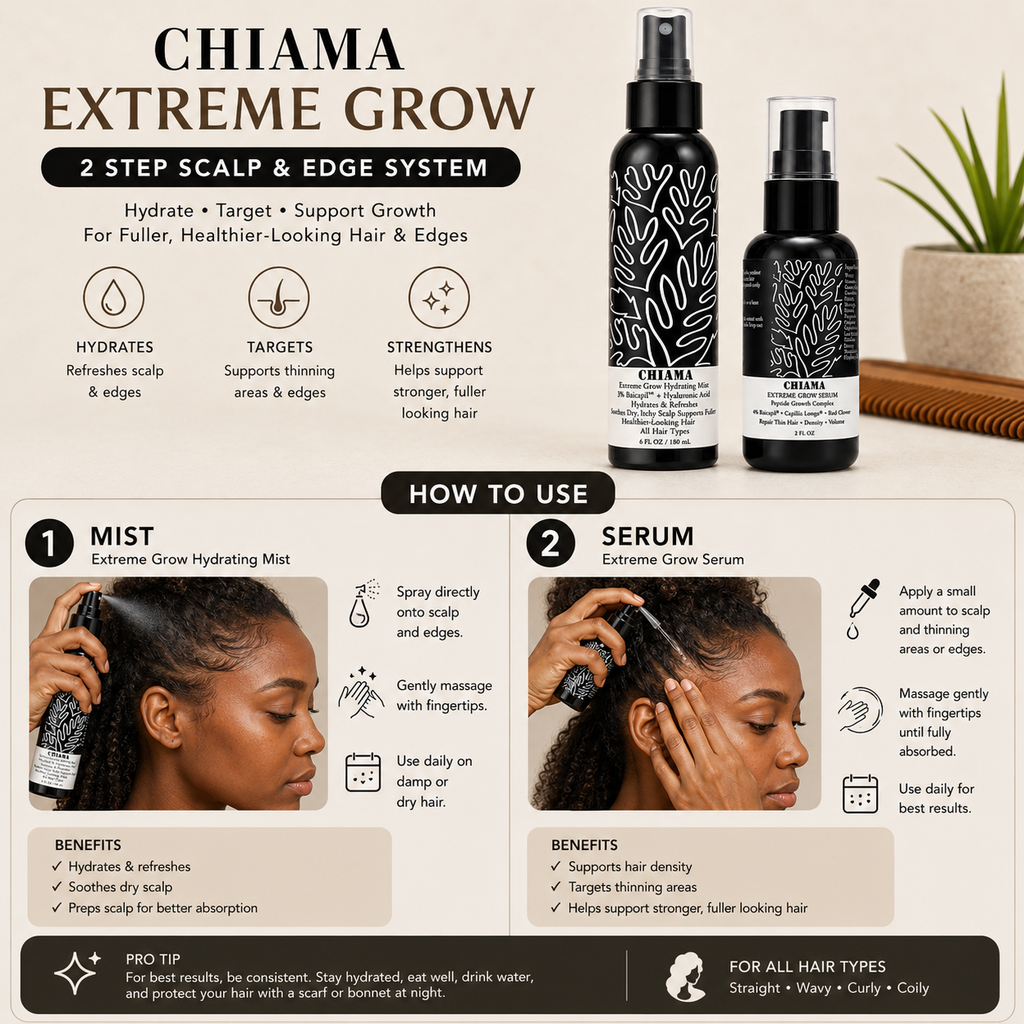 Chiama Extreme Grow 2-Step Scalp & Edge System | Hydrating Mist + Growth Serum