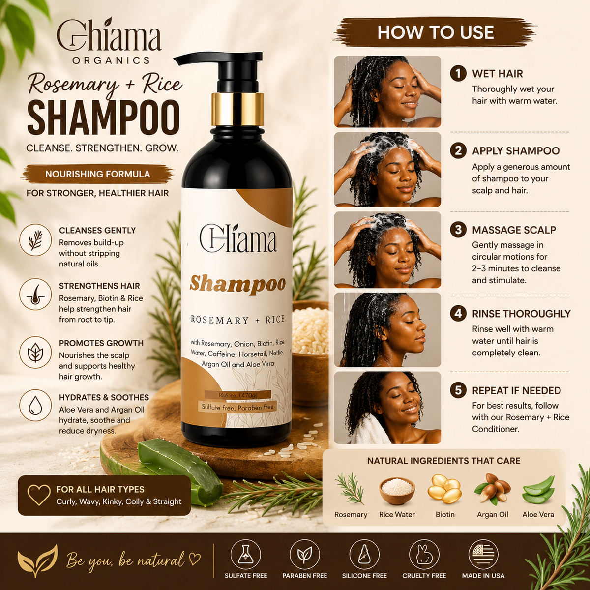 Rosemary + Rice Water   Shampoo