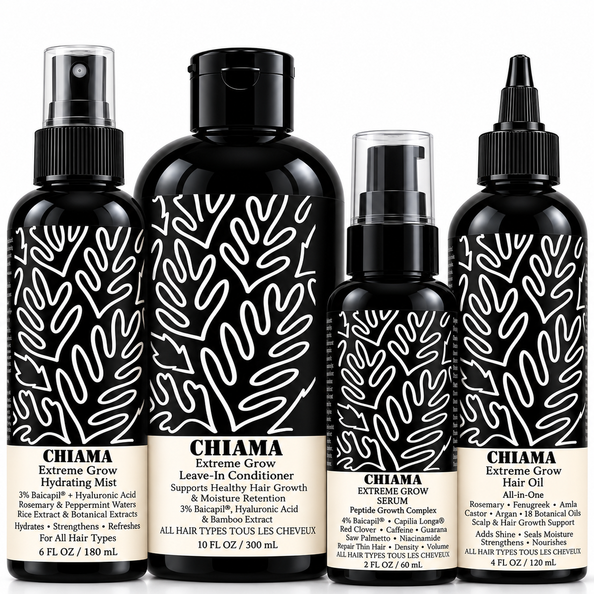 Chiama Extreme Grow 4-Step Hair Growth & Length Retention Routine Set