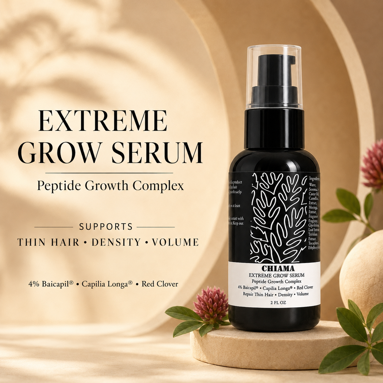 Chiama Extreme Grow Hairline Serum | Peptide Hair Density & Scalp Serum