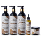Eliama wash day hair care set with shampoo, conditioner, leave-in conditioner, hair oil, and strengthening balm